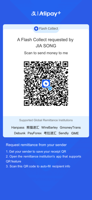 支付宝 Flash Collect 全球收款码（支持 Wise）